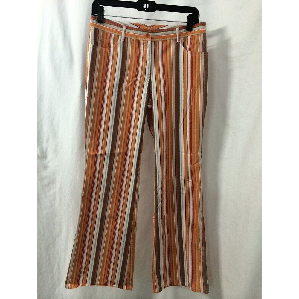 Worth Women's Pants Orange Green and White Striped Pants Size 4 X 29